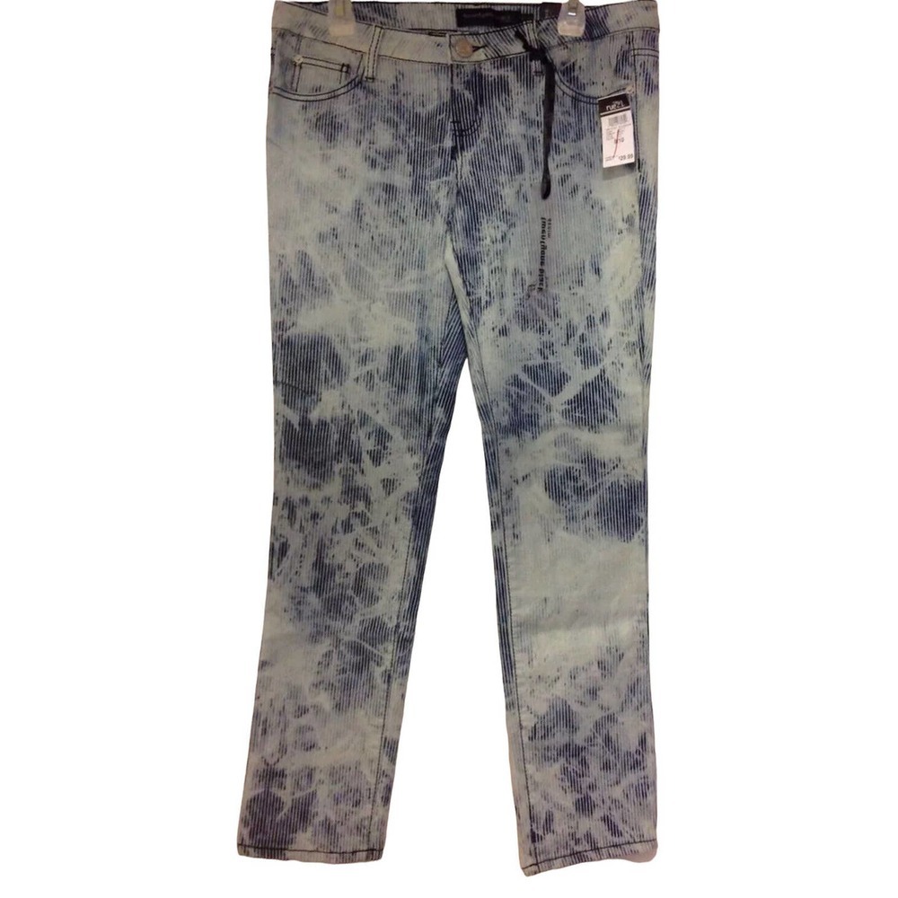 Rue 21 Twentyone Acid Washed Bleach Tie Dye Striped Lowrise‎ Skinny Jeans 9/10